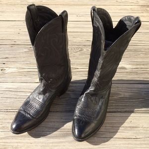 Laredo Black Leather Cowboy Boots